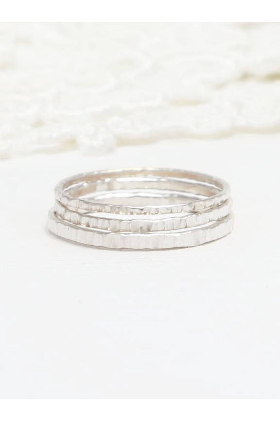 Minimalist Silver Ring - Medium Thickness Thin Band | Delicate Stacking Rings For Women | Elegant Dainty Silver Jewelry Set
