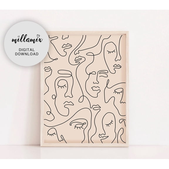 Minimalist Single Line Face Art Print Unframed Paper Print