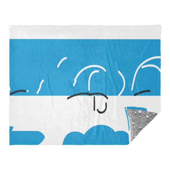 Minimalist Sky with White Clouds Camping Blankets Bed Throws and Cozy Travel Blanket Fluorescence 70x55in Double Sided