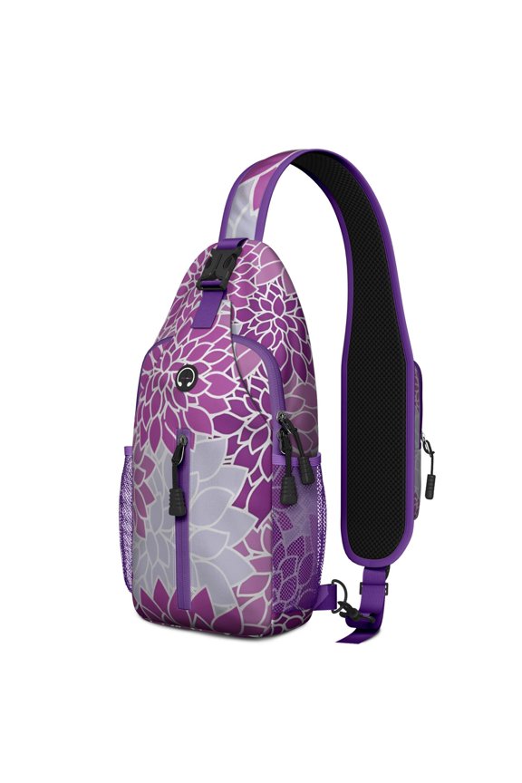 Minimalist Sling Backpack, Ink Style Nordic Crossbody Daypack with Aesthetic Tribal Vibes for Commuting