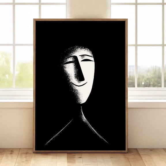 Minimalist Smile Face Portrait Poster Unframed Paper Print