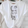 thumbnail image 1 of Minimalist "Smiling Cat & Paw" Cat - Themed Tops for Everyone with Simple Print T - shirts Stylish Graphic Tees Perfect For Casual Short Sleeve Shirts, 1 of 5