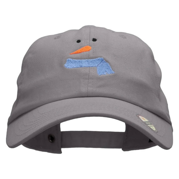 Minimalist Snowman Embroidered Washed Cap - Grey OSFM