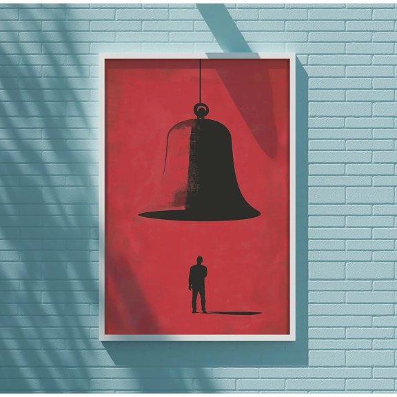 Minimalist Social Media Notification Bell Concept Modern Office Content Creator Poster , Poster Print Only