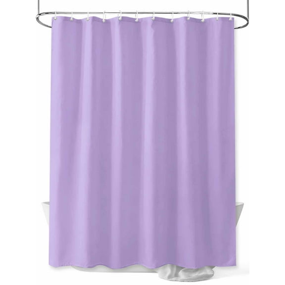 Minimalist Solid Color Shower Curtain, Pure Lavender Purple Simple Waterproof Shower Curtain Set with 12 Hooks Lightweight Washable Fabric Shower Curtains for Bathroom 36x72 Inches