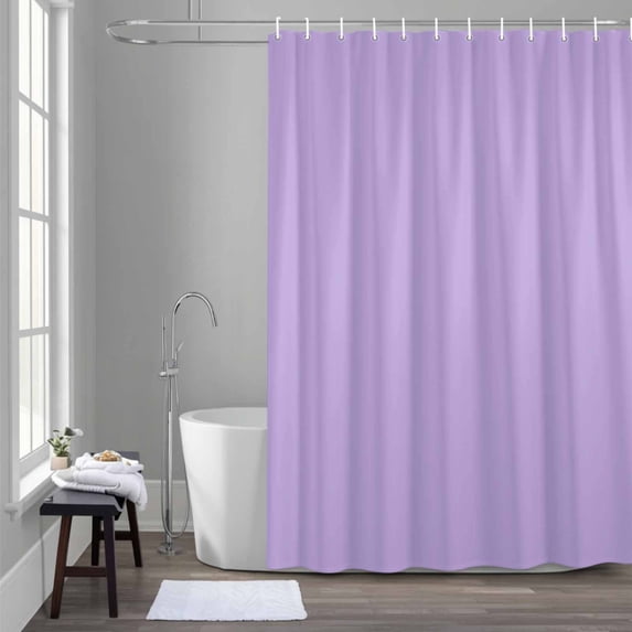 Minimalist Solid Color Shower Curtain for Bathroom Decor, Pure Lavender Purple Simple Waterproof Fabric Shower Curtain, 72"x78" Set with 12 Hooks