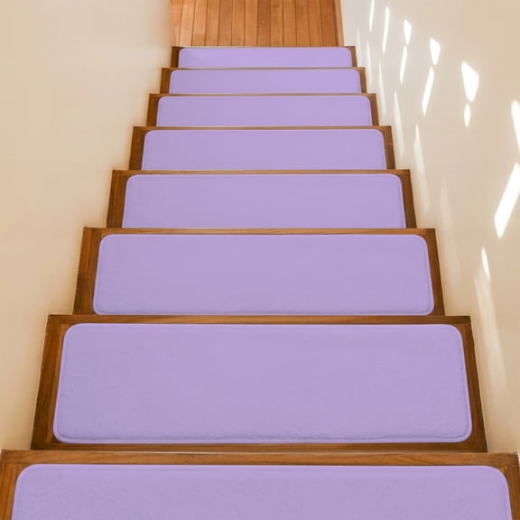 Minimalist Solid Color Stair Treads Non Slip for Steps Pure Lavender Purple Simple 4 Pcs Reusable Adhesive Stair Runner Mats for Dogs Elders Carpet Treads Rugs for Staircase 8x30 In