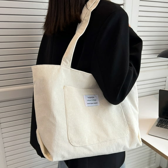 Minimalist Solid Color Tote Bag for School, Student, College Tote Shoulder Bag for Women Winter Casual Handbag Everyday Carryall, Beige