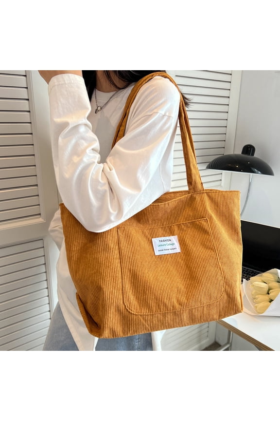 Minimalist Solid Color Tote Bag for School, Student, College Tote Shoulder Bag for Women Winter Casual Handbag Everyday Carryall, Brown