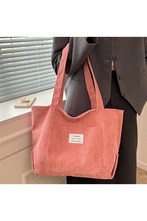 Minimalist Solid Color Tote Bag for School, Student, College Tote Shoulder Bag for Women Winter Casual Handbag Everyday Carryall, Pink