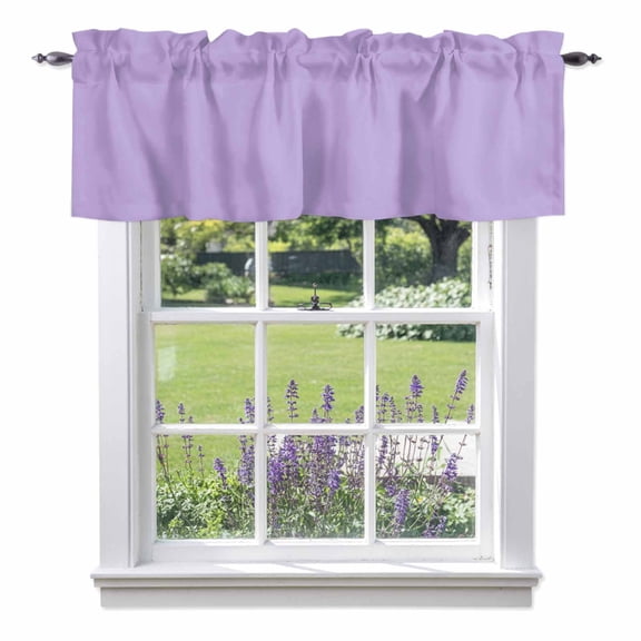 Minimalist Solid Color Valances for Windows, Pure Lavender Purple Simple Valance Window Treatment Rod Pocket Short Curtains Valances for Kitchen Bathroom 60"W x 18"L