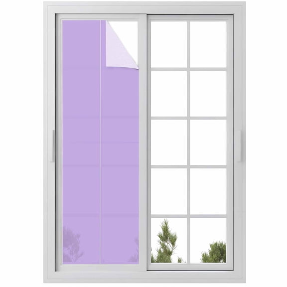 Minimalist Solid Color Window Privacy Film Pure Lavender Purple Simple Decorative Glass Window Film UV Blocking Static Cling Non-Adhesive Sticker Covering for Home Door 23.6 x 78.7 inches