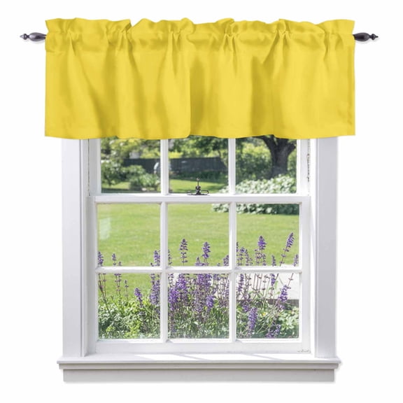 Minimalist Solid Pure Yellow Valances for Windows,Kitchen Valance Rod Pocket Short Curtain, Unadorned Single Color Art Valance Curtain Window Valances for Bedroom Bathroom Living Room 42x12in