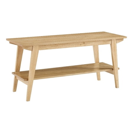 Minimalist Solid Wood Bench with Shelf - English Oak