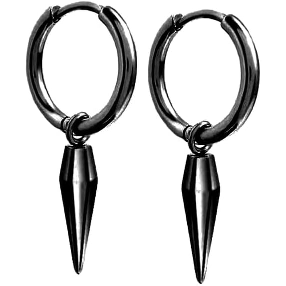 Minimalist Spike Huggie Small Hoop Dangle Drop Earrings for Men Women Geometric Huggie Stainless Steel Charms Hoops Cuff Cartilage Stud Tragus Helix Wrap Hypoallergenic Earring Punk Gift