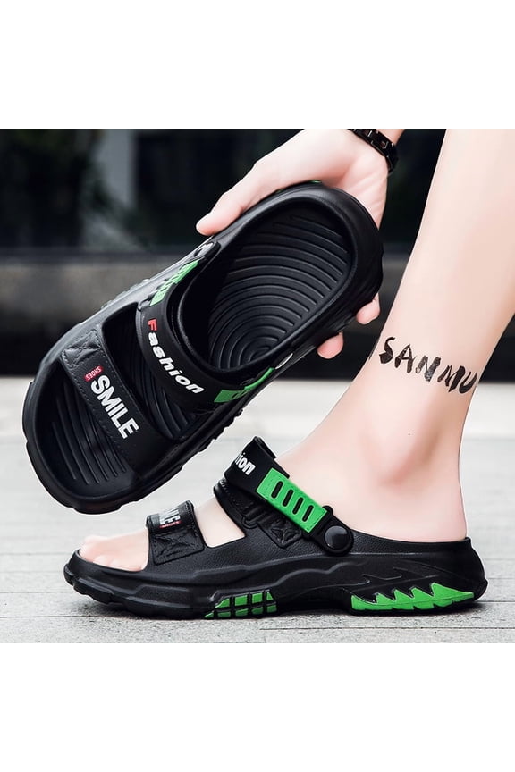 Minimalist Sport Men’s Outdoor Summer Slippers, breathable open-toe slides, wear-resistant anti-slip build, waterproof functional design, daily casual shoes for backyard, dorm and outdoor walking