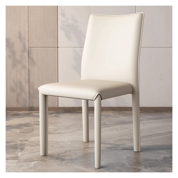 Minimalist Stackable Accent Side Chairs Comfort Modern Saddle Leather Dining Chairs with Metal Frame,Padded Seat,Fully Assembled Kitchen Furniture
