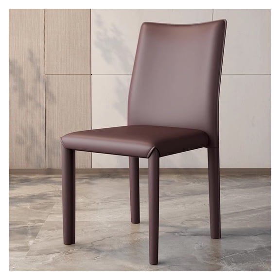 Minimalist Stackable Accent Side Chairs Comfort Modern Saddle Leather Dining Chairs with Metal Frame,Padded Seat,Fully Assembled Kitchen Furniture