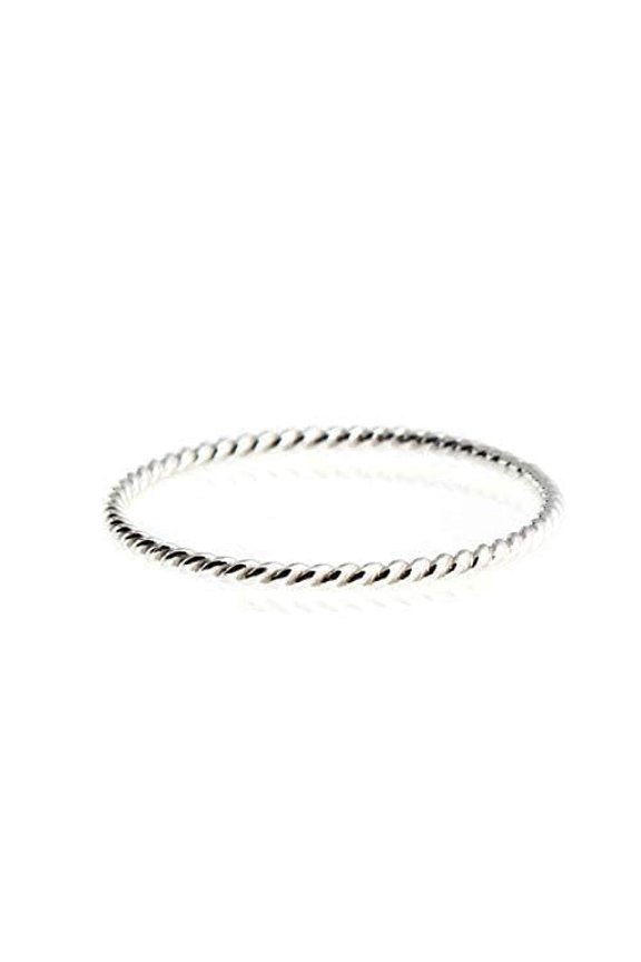 Minimalist Stackable Hammered Grooved Thin Knuckle Midi Handmade Stacking Rings (10 US, 925 Sterling Silver/ Twisted wire)