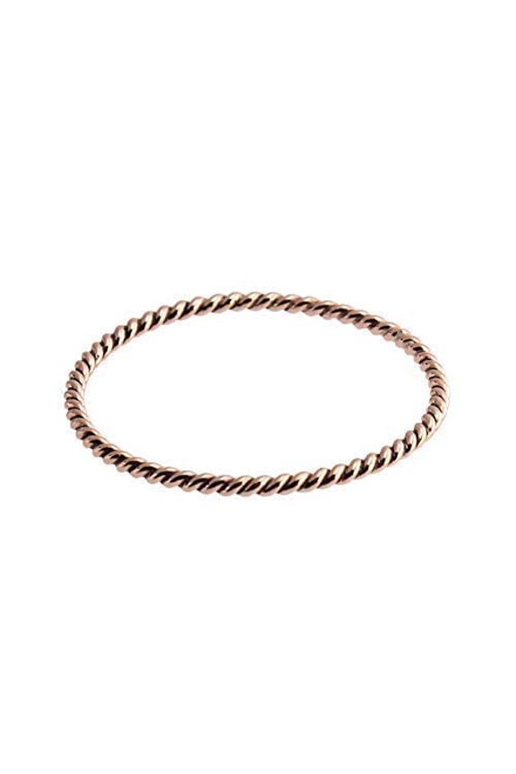 Minimalist Stackable Twisted wire Thin Knuckle Mini Stacking Ring (7 US, Rose Gold Filled/ Twisted wire)