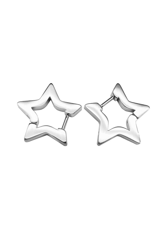 Minimalist Star Earrings Fashion Piercing Earrings Punk Ear Simple Hoop Earrings Stainless Steel Jewelry Gift