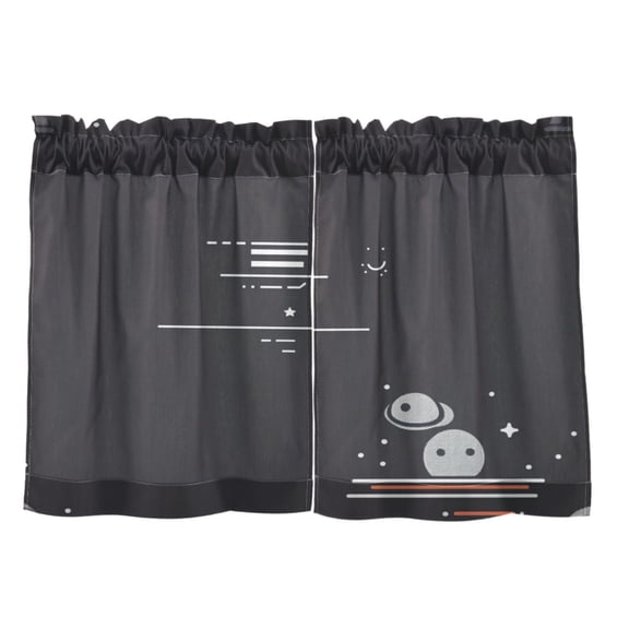 Minimalist Starry Sky Pattern 27"x24" Linen Look Cafe Curtain Set with Privacy and UV Protection