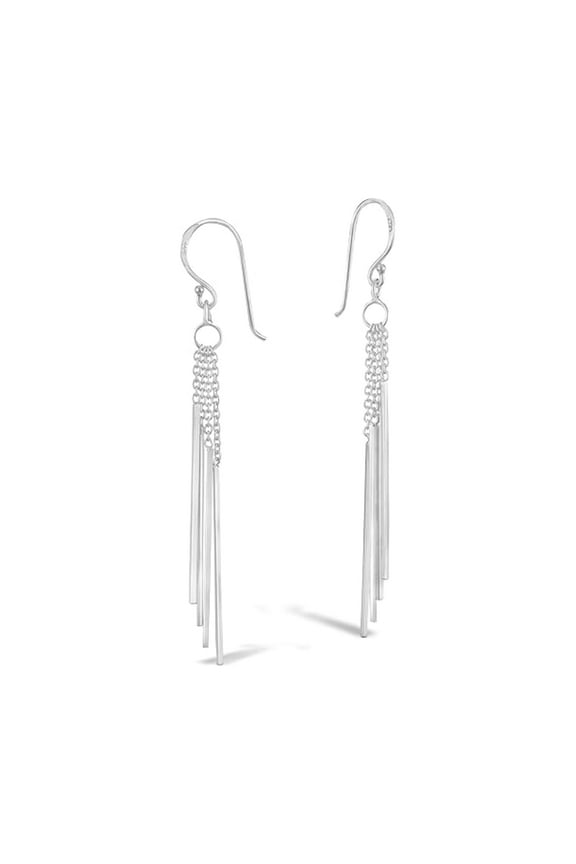 Minimalist Stick Drop Dangle Earrings in Sterling Silver | Modern Boho Chic Jewelry for Women | Unique Summer Statement Earrings
