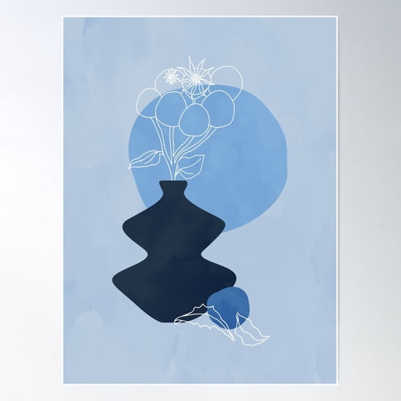 Minimalist Still Life In Blue Poster Wall Art, Modern Wall Decor For Living Room Bedroom, 16x24 UNFRAMED