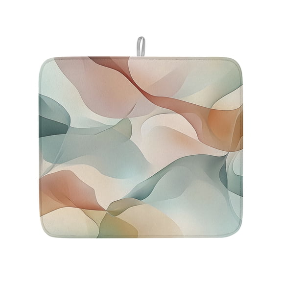 Minimalist Stripe Water Ripple Dish Drying Mats for Kitchen Counter,Absorbent Microfiber Dish Drainer Rack Mat Abstract Ribbon Stitching Art Drying Pad for Sinks,Utensils,Countertops,16x18in