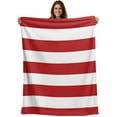 thumbnail image 1 of Minimalist Striped Throw Blankets, Red White Soft Fleece Blanket Decorative for Home Sofa Couch Chair Living Bedroom, 60x80 inches,, 1 of 9