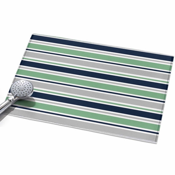 Minimalist Stripes 2x3ft Non Slip Area Rug Navy Blue Teal Grey Horizontal Stripe Modern Washable Soft Area Rugs for Living Room, Indoor Circle Carpet for Bedroom Dining Room Kitchen
