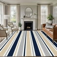 thumbnail image 1 of Minimalist Stripes Washable Living Room Rugs 5'x8', Navy Blue Khaki Grey Horizontal Stripe Modern Low Pile Throw Large Area Rug Non-Slip Sturdy Edge Binding Carpet for Living Room Kitchen Office, 1 of 9
