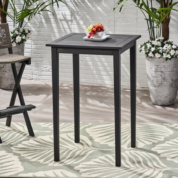 Minimalist Style - Dark Gray Acacia Wood - Outdoor Garden Tea Time / Neat Slatted Top - Naturally Resistant / Weather - Resistant, Assembly Instructions