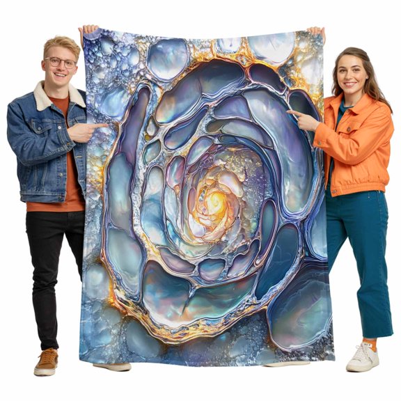 Minimalist Style Flannel Blanket for Bed,Travel and Camping, Impressionist Style Water Ripple Super Soft Cozy Blanket for All Seasons 60"x80"