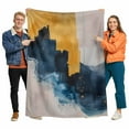 thumbnail image 1 of Minimalist Style Flannel Blanket for Bed,Travel and Camping, Modernism Blue Gold Collage Art Super Soft Cozy Blanket for All Seasons 60"x80", 1 of 7