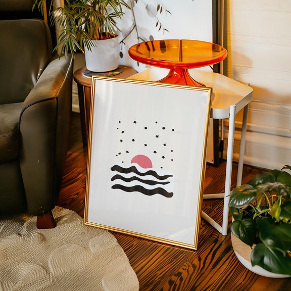 Minimalist Sun Ocean Print Abstract Boho Coastal Wall Art Home Decor Office Wall Art