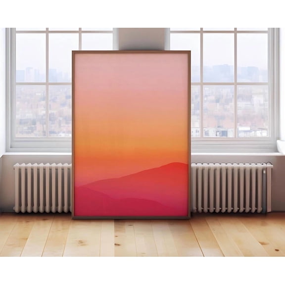 Minimalist Sunset Gradient Art Poster, Warm Tones Mountain Landscape, Modern Trendy Wall Art, California Poster,, Unframed Poster Size 8x12