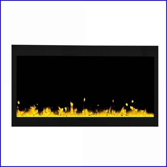 Minimalist TV Cabinet with 34.2" Electronic Fireplace | 2 Storage Cabinets | Black | MDF | TV Furniture