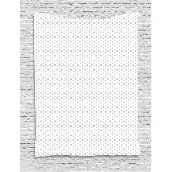 Minimalist Tapestry, Repetitive Star Symbols Triangles Elements Pattern on Plain Backdrop, Wall Hanging for Bedroom Living Room Dorm Decor, 40W X 60L Inches, White Pale Slate Blue, by Ambesonne