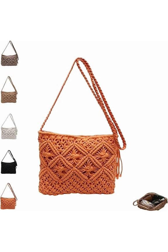 Minimalist Tassel Women's Clutch – Retro Cotton Rope Woven Bag, Vacation Boho Beach Purse, Beach Bags for Women