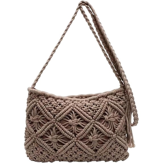 Minimalist Tassel Women's Clutch – Retro Cotton Rope Woven Bag,Vacation Boho Beach Purse,Stylish Summer Woven Bag