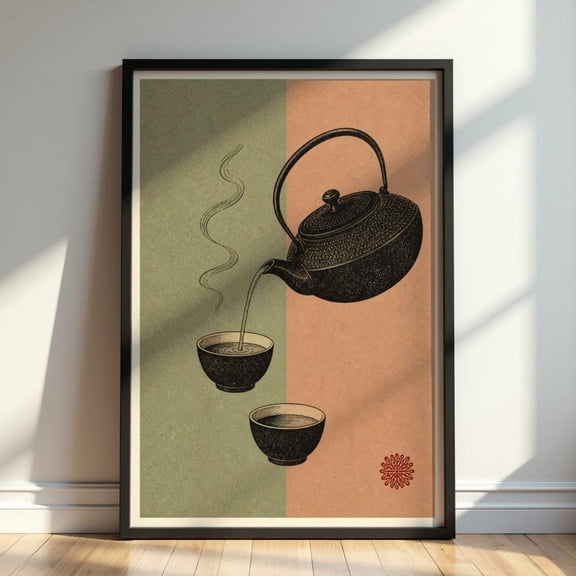 Minimalist Tea Zen Teapot Wall Art Japanese Tea Ceremony Print, Unframed Paper Print