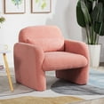thumbnail image 1 of Minimalist Teddy Fleece Single Sofa Chair With Arms And Pillow, Grey Accent Chair For Living Room And Bedroom,Pink, 1 of 15