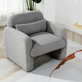 thumbnail image 1 of Minimalist Teddy Fleece Single Sofa Chair With Arms And Pillow, Grey Accent Chair For Living Room And Bedroom, 1 of 14