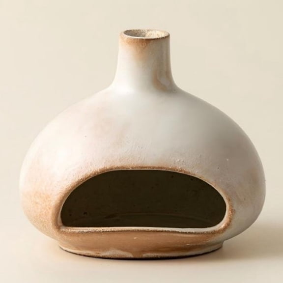 Minimalist Terracotta Dome Palo Santo Holder - Ceramic Incense Burner with Ash Catcher, Earthy Hut Design Palo Santo Holder Stick Holder for Smudging, Meditation, Yoga & Boho Home Decor-White