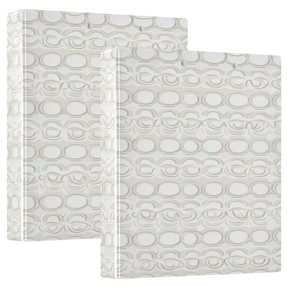 Minimalist Theme Design 12.4x10.6in PVC Round Ring Binder, D-Ring 3-Hole, Metal Clip, 200 Sheets