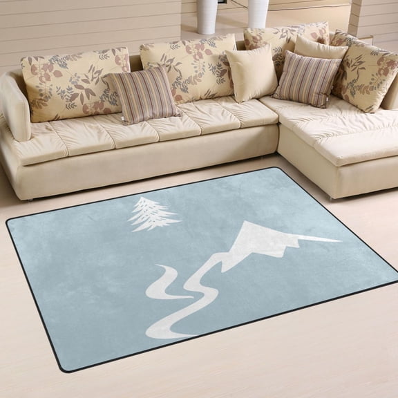 Minimalist Theme Design Soft Polyester Area Rug 31''x20'', Non Slip, Memory Foam, Water Absorbent