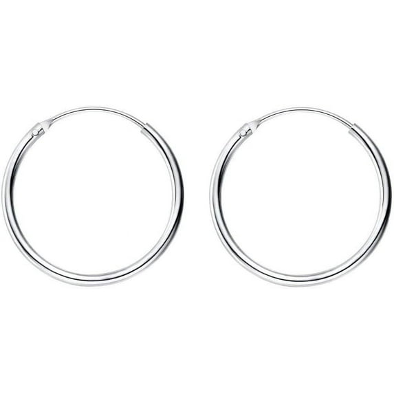 Minimalist Thin Endless Hoop Earrings Sterling Silver 925 Simple Small Cartilage Huggie Hoops Tragus Earring Ear Piercing Nose Rings Studs 14mm 16mm 18mm 20mm Fashion Jewelry for Women Men BFF
