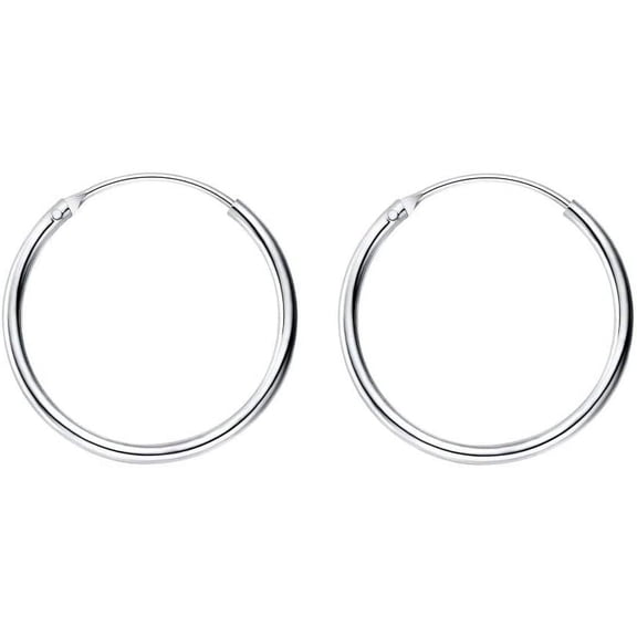 Minimalist Thin Endless Hoop Earrings Sterling Silver 925 Simple Small Cartilage Huggie Hoops Tragus Earring Ear Piercing Nose Rings Studs 14mm 16mm 18mm 20mm Fashion Jewelry for Women Men BFF