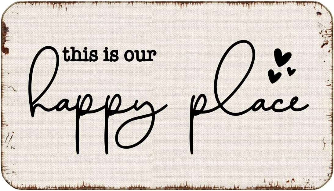 Minimalist This is Our Happy Place Farmhouse Door Mat 17x30 Inch Indoor Outdoor Entrance Doormat Decor for Home Farmhouse,Housewarming Gift